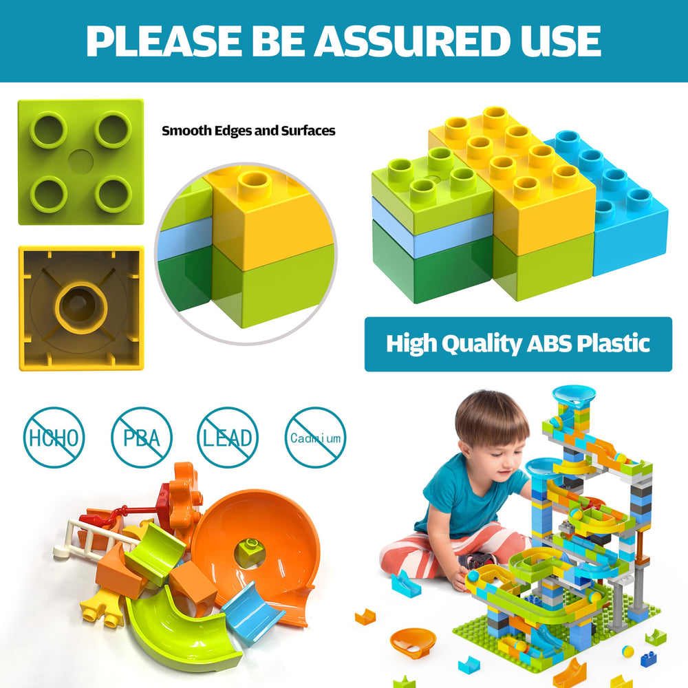 YY LANDTOYS colorful blocks and marbles inspire tactile, imaginative play sessions.