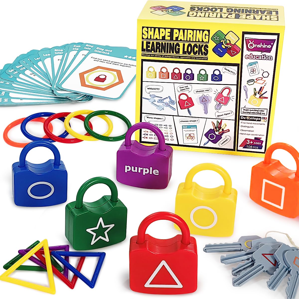 YYDeek Montessori lock and key toy with six locks and keys for hands-on matching.