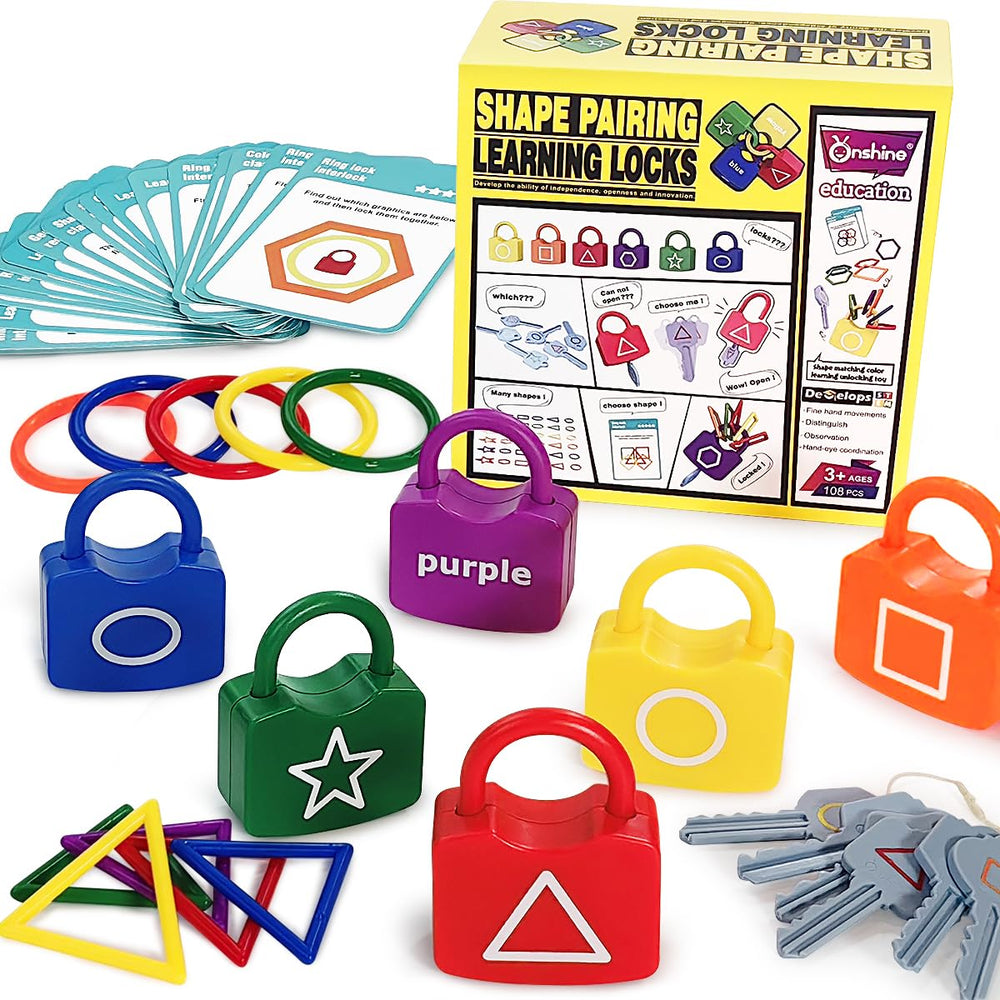 YYDeek Montessori lock and key toy with six locks and keys for hands-on matching.
