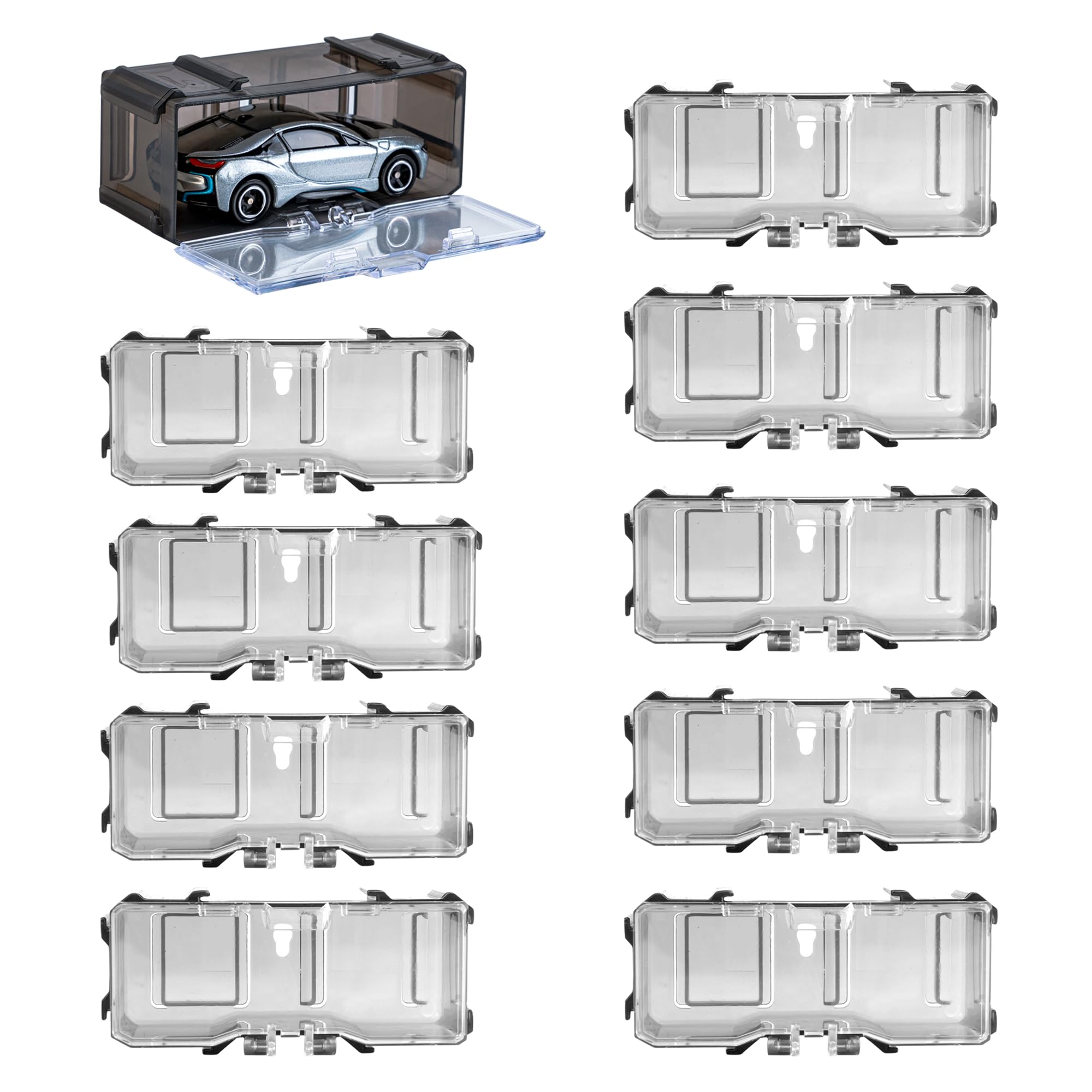 YYDS interlocking display case for 1/64 scale cars showing modular setup