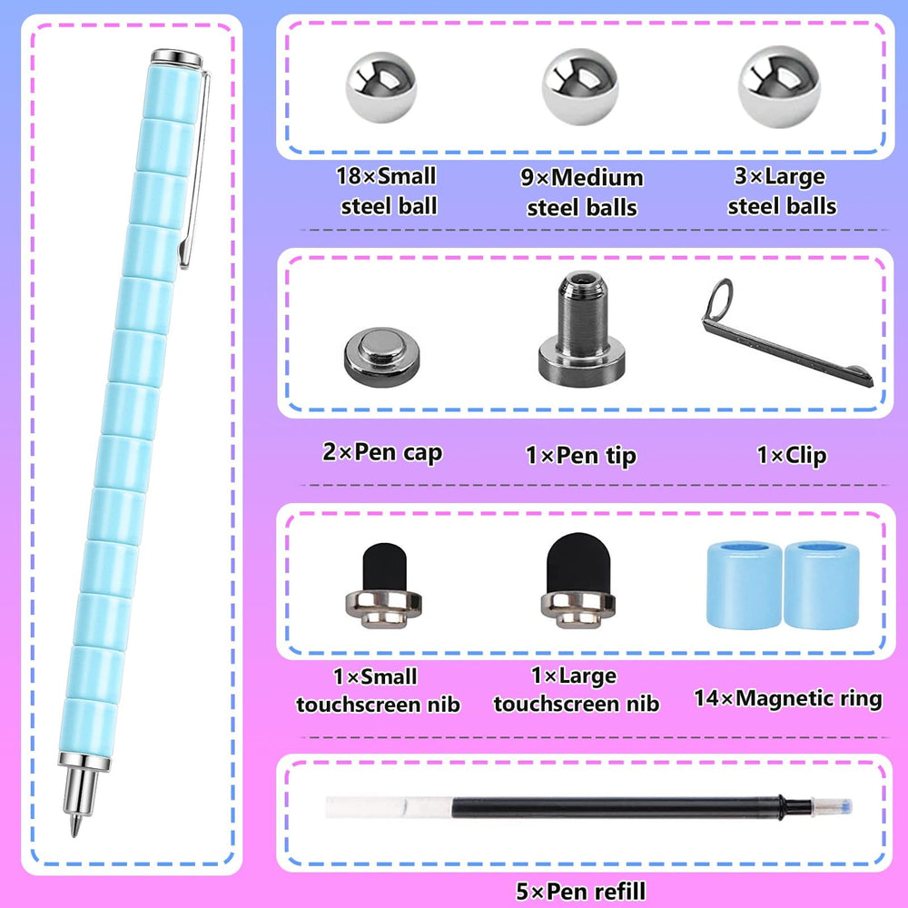 Fidget pen beside DIY art projects to spark desk creativity and decoration.