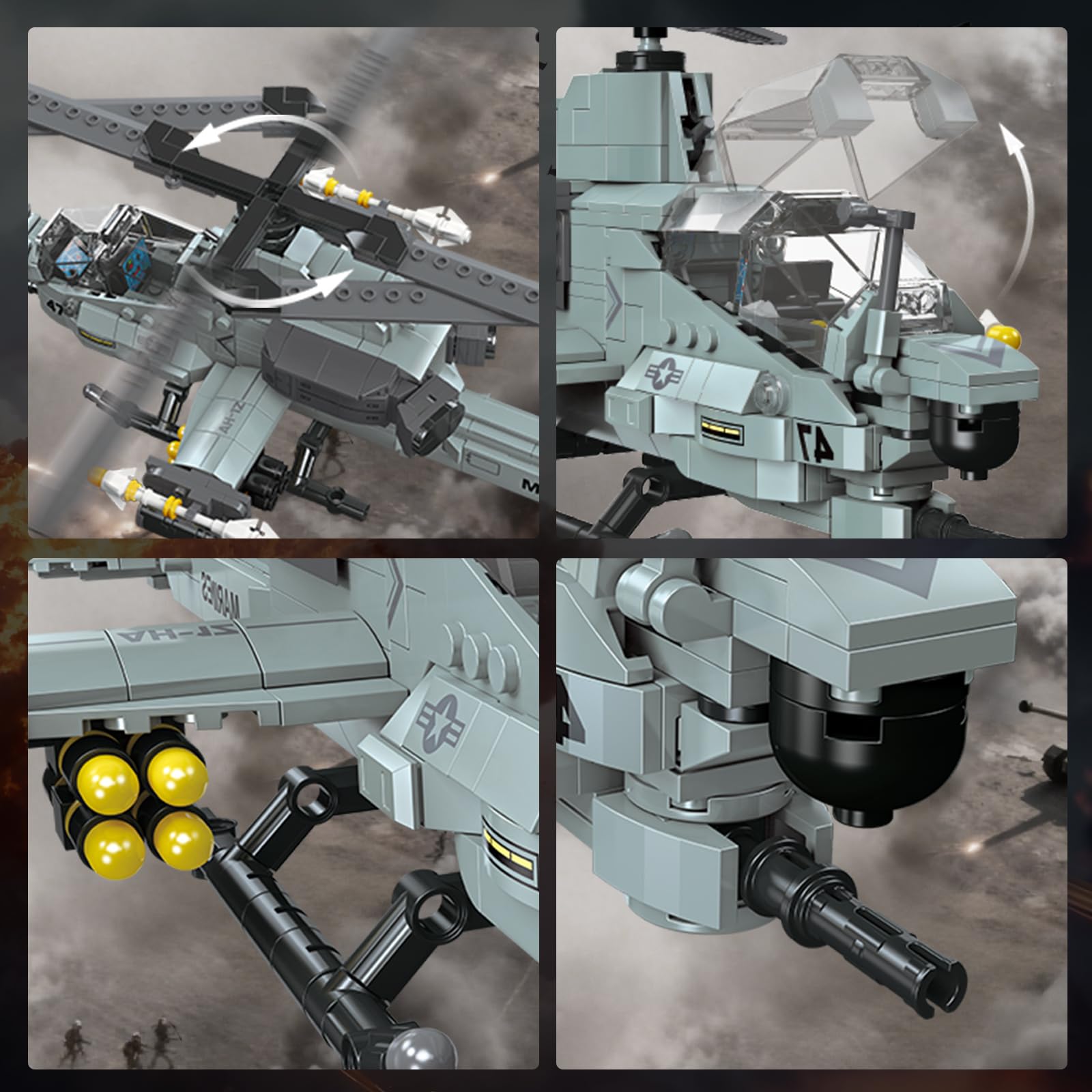YYKNGYI AH-1Z Viper rotor action highlighting dynamic assembly and play value.