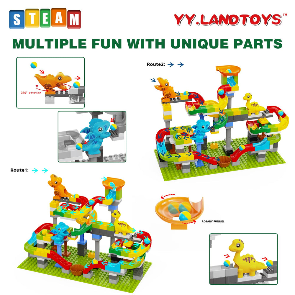 YY Landtoys base plates ensure stable, high-speed marble paths.