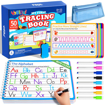 YySiRui preschool learning activities kit showing tracing pages for fine motor practice.