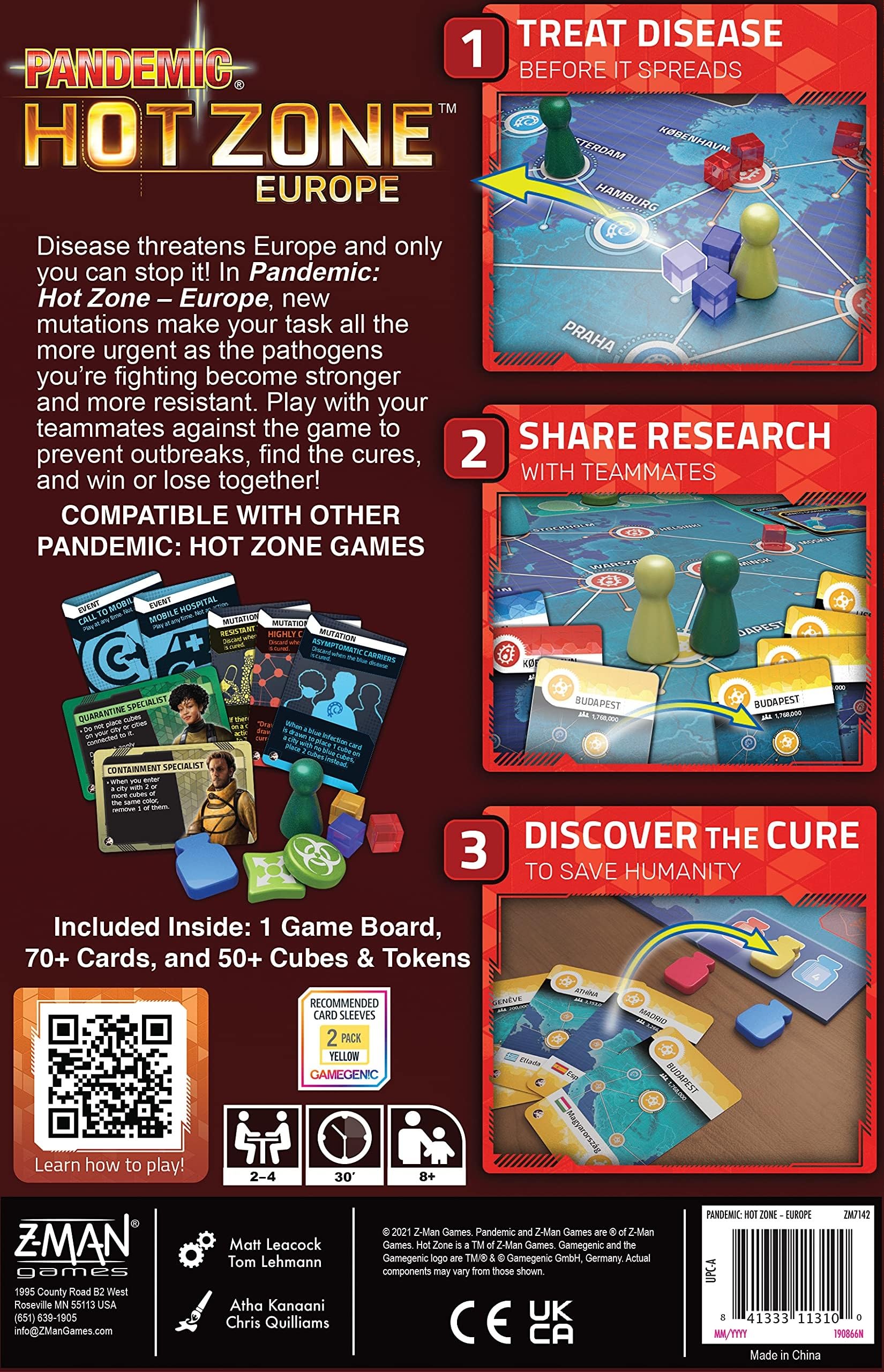 Z-Man Games Pandemic Hot Zone Europe 2-4 players setup for family nights