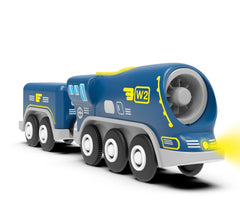 Z MAYABBO battery operated locomotive with front lights for vibrant play on wood tracks.