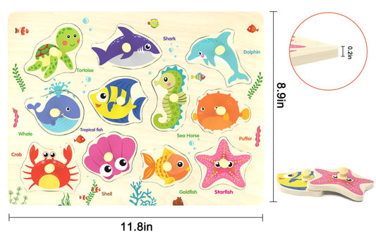 Z Mayabbo colorful wooden puzzle pieces promote color recognition and fine motor skills