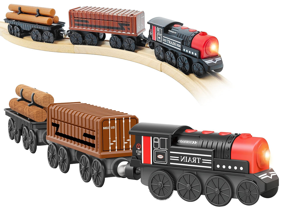 Z MAYABBO motorized train locomotive on wooden track with realistic sounds.