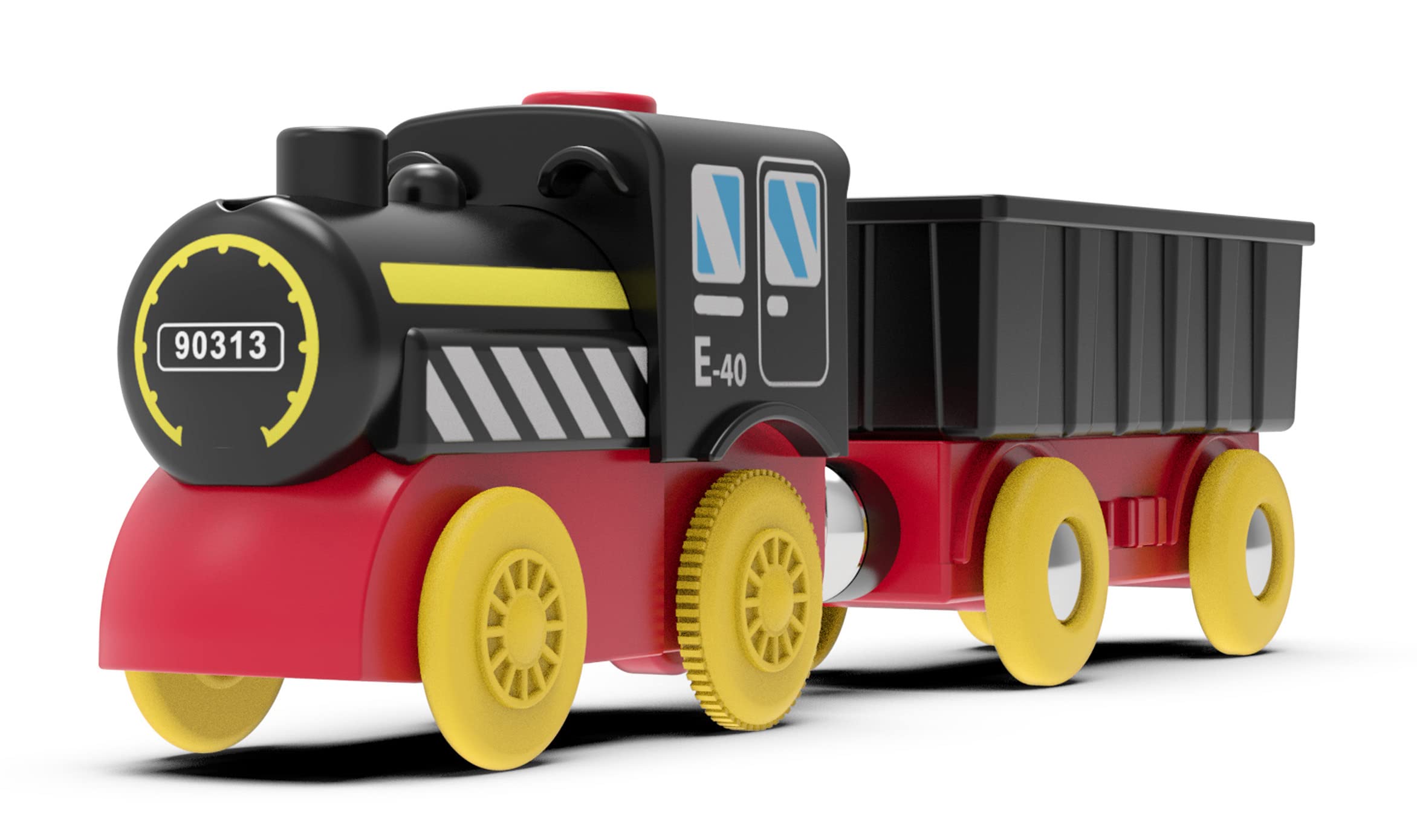 Z MAYABBO motorized train glides smoothly along wooden tracks.