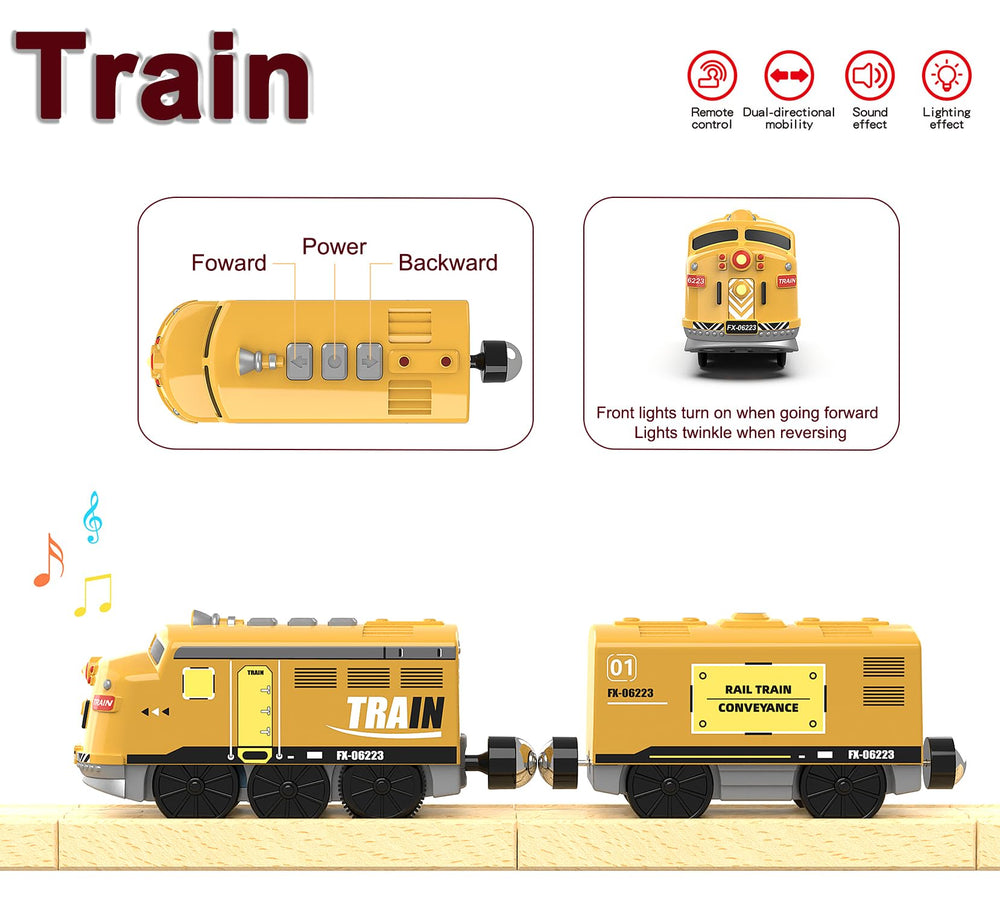 Z Mayabbo motorized train side view shows magnetic cargo cars for imaginative loading.