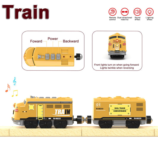Z Mayabbo motorized train side view shows magnetic cargo cars for imaginative loading.