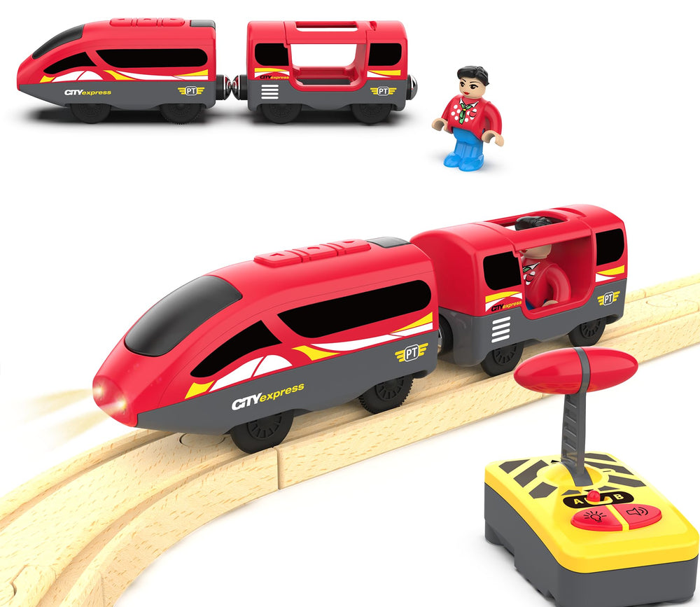 Z MAYABBO remote control train front view with lights for immersive play.