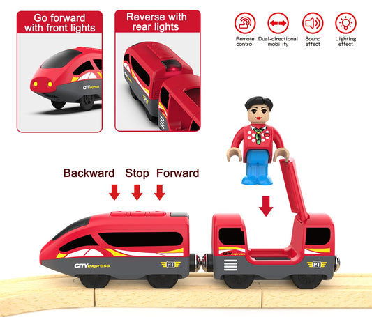 Z MAYABBO remote control train rear view with lights for realism.
