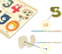 Z MAYABBO toddler puzzle with colorful illustrations for shape and color learning.