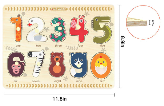 Z MAYABBO wood peg puzzle with easy-grip pegs supports fine motor skills.
