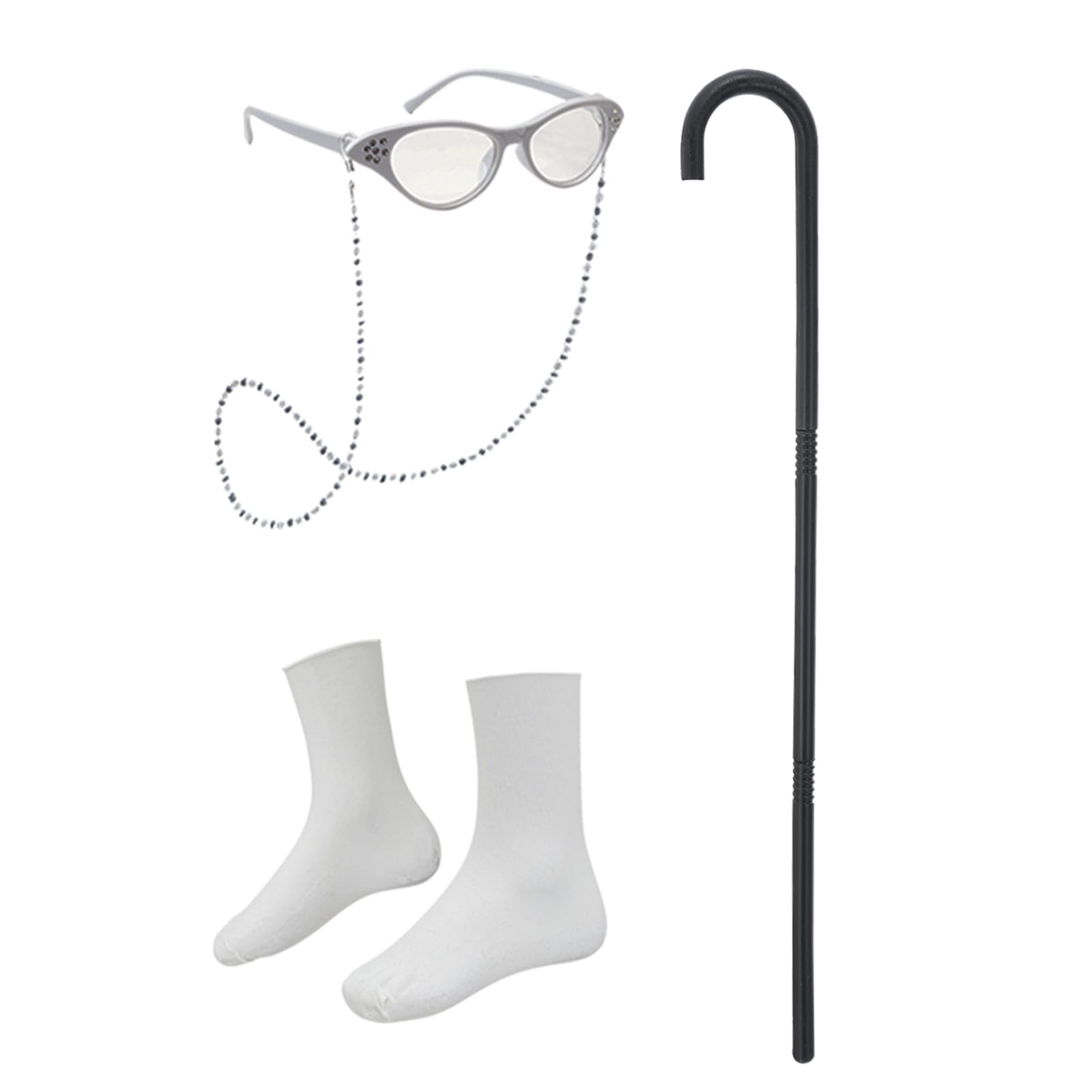 Z-Shop old lady glasses with beaded chain completes the look