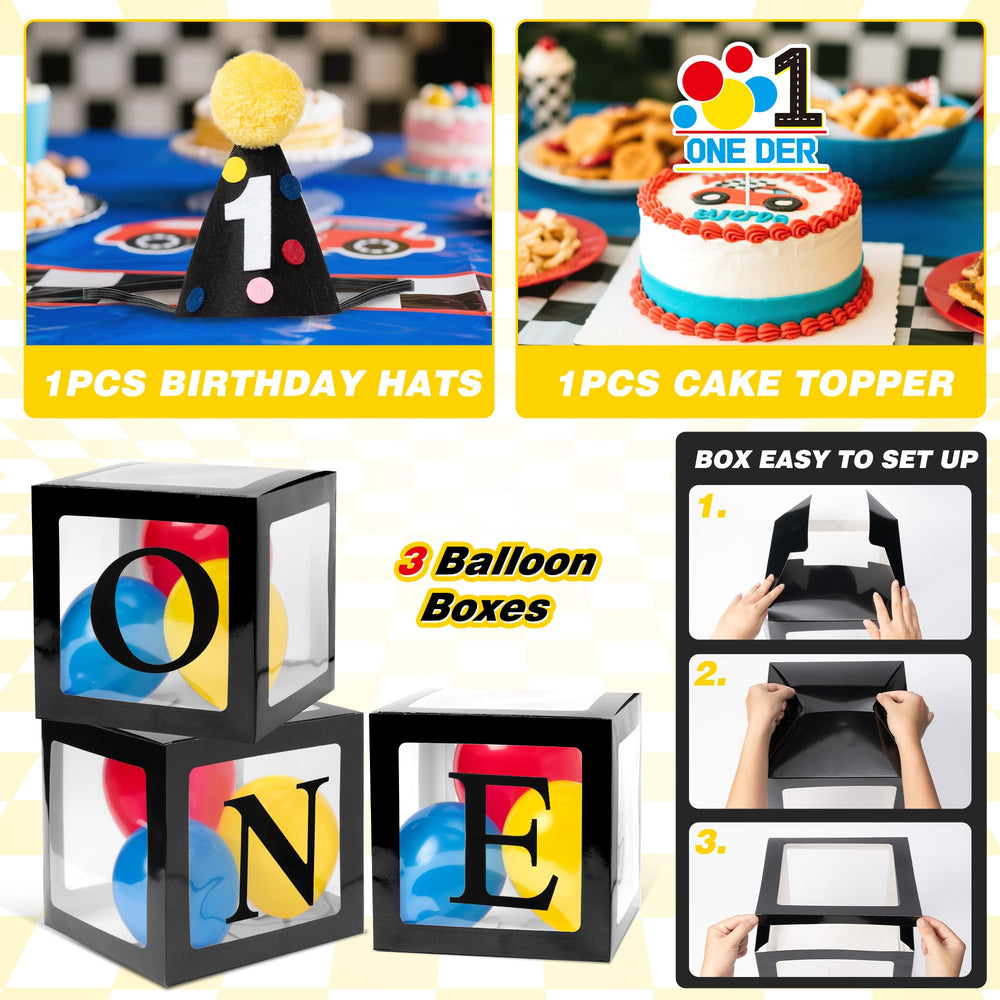 Z1juce Fast One banner and tablecloth coordinate race décor