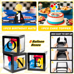 Z1juce Fast One banner and tablecloth coordinate race décor