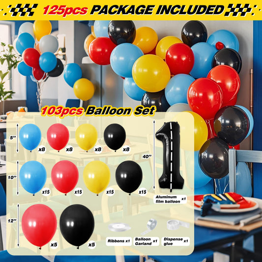 Z1juce Fast One balloon box centerpiece for bold party decor