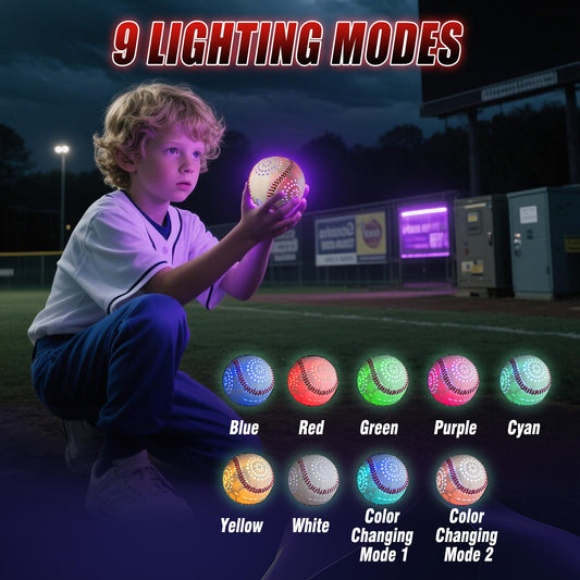 ZACEAC LED baseball with 9 lighting modes for versatile play