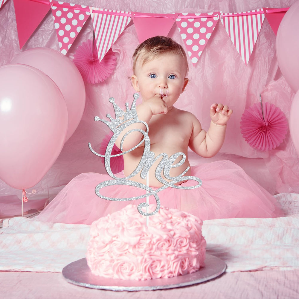 ZACHAKO Princess Happy 1st Birthday topper bright accents for memories.