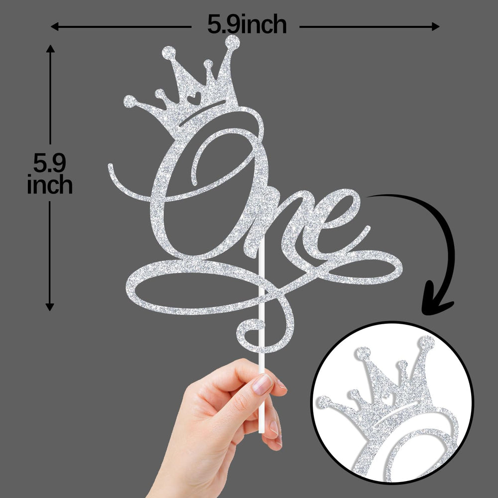 ZACHAKO sliver glitter One cake topper princess design adds glamor to birthday photos.