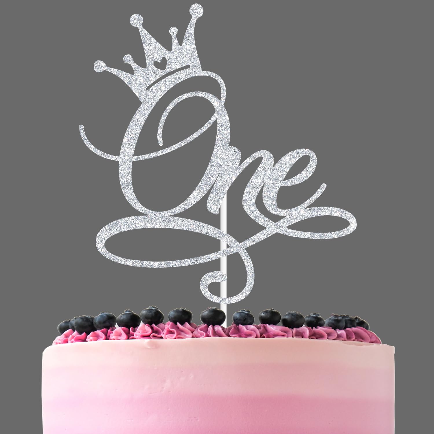 ZACHAKO sliver glitter One cake topper with Wild One theme adds sparkle to princess parties.