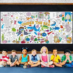 Zachely color-in poster doubles as a tablecloth.