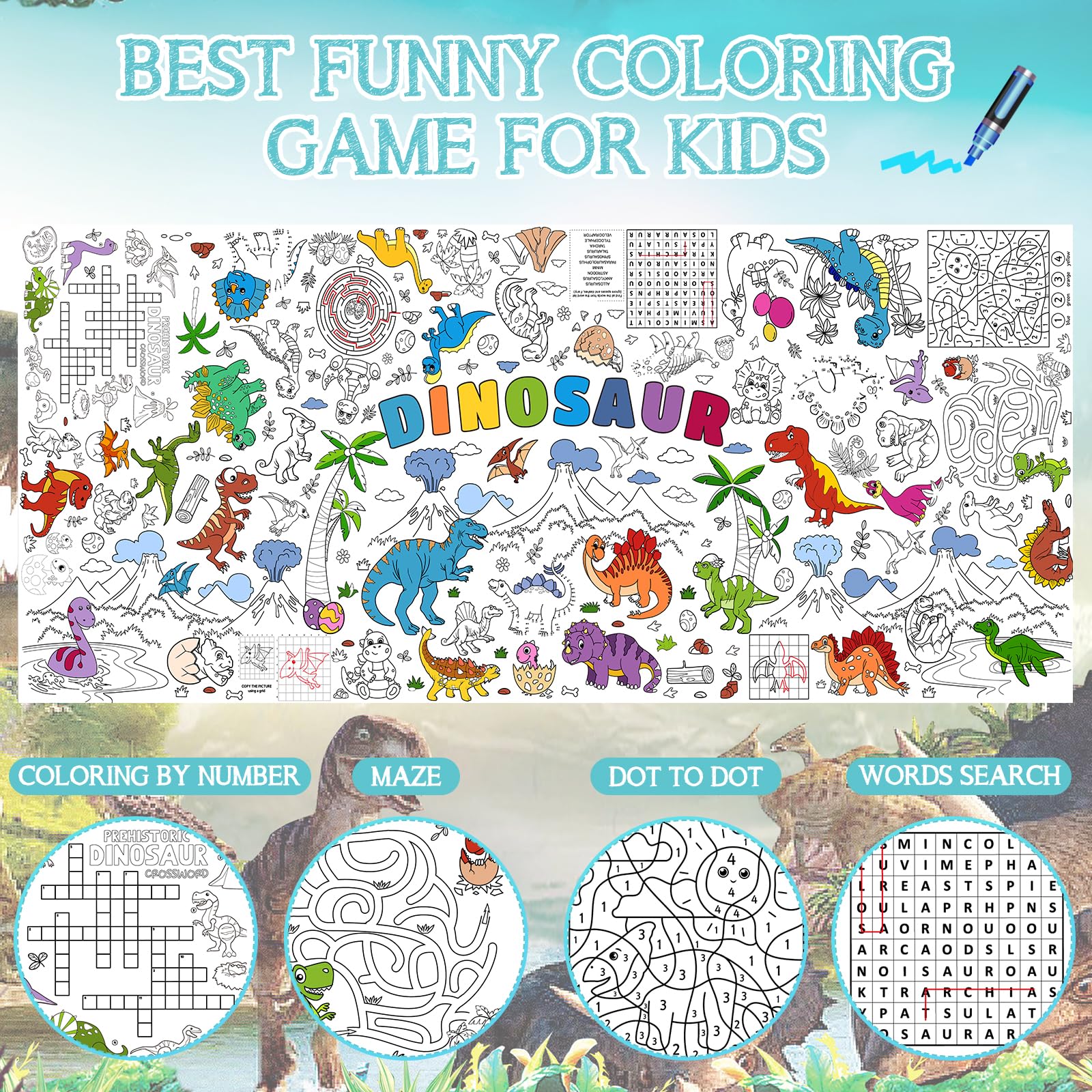 Zachely dino coloring prints feature T-Rex and stegosaurus for kids.