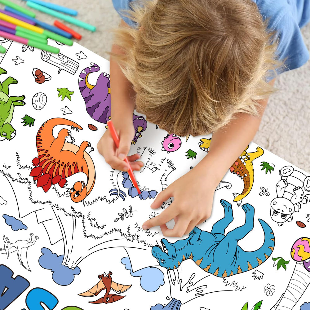 Zachely dinosaur games poster includes mazes and word searches.