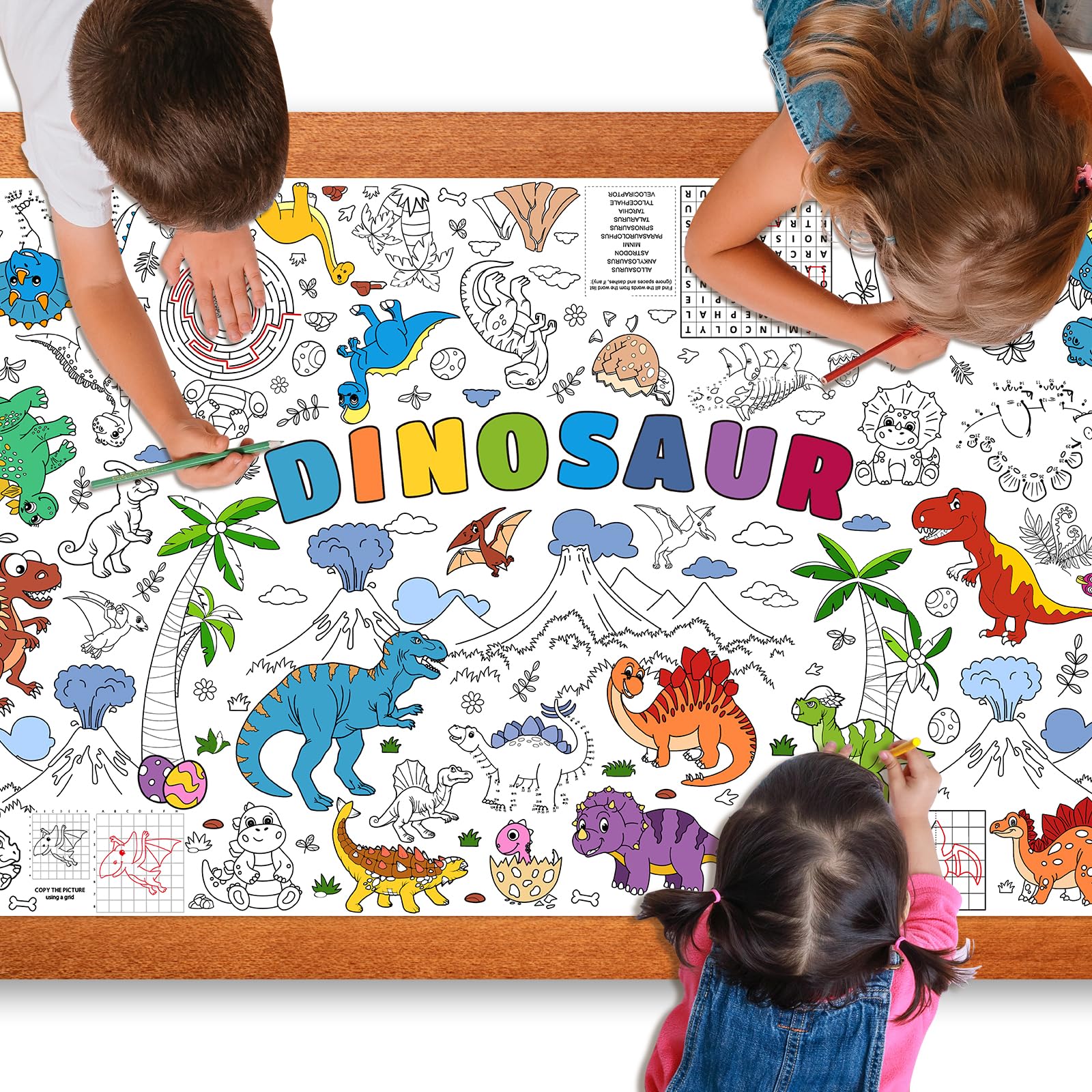 Zachely dinosaur giant coloring poster 30x72 inches for classroom activities.