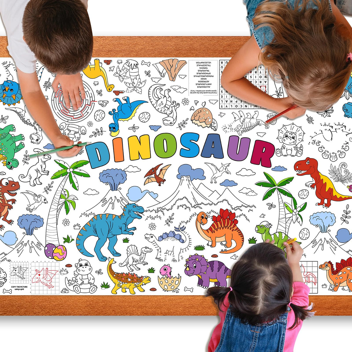Zachely dinosaur giant coloring poster 30x72 inches for classroom activities.