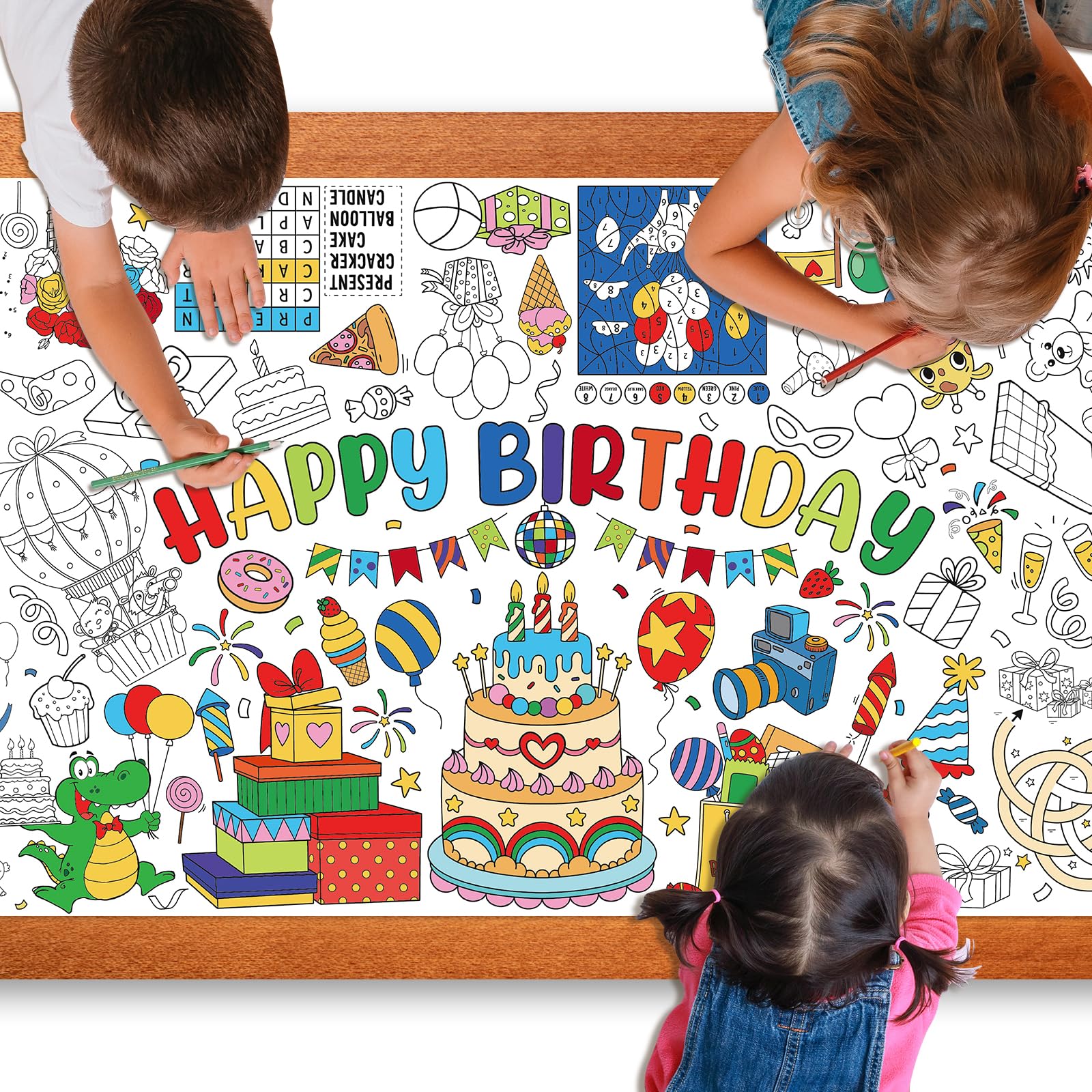 Zachely birthday poster cake design for coloring and party backdrop