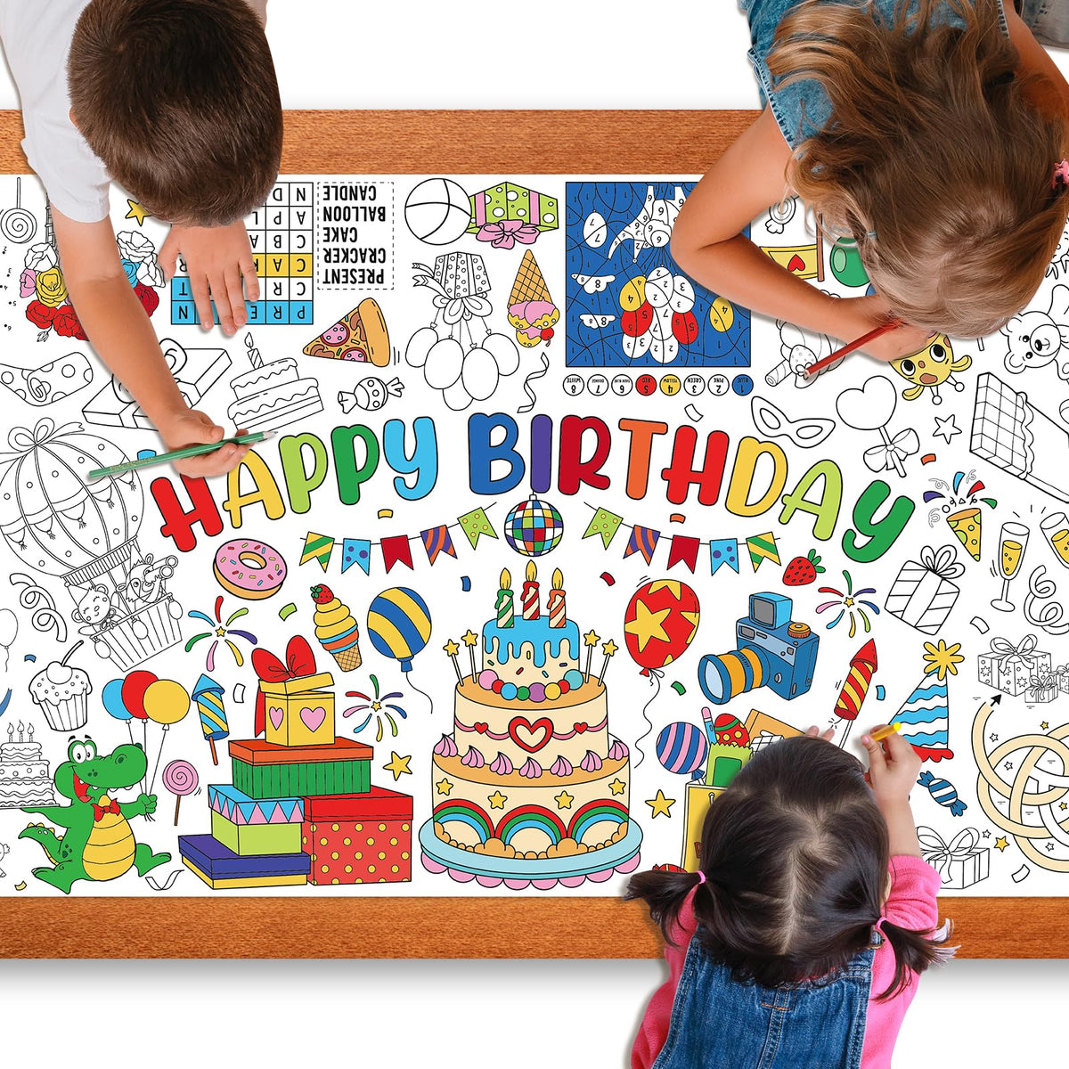 Zachely birthday poster cake design for coloring and party backdrop