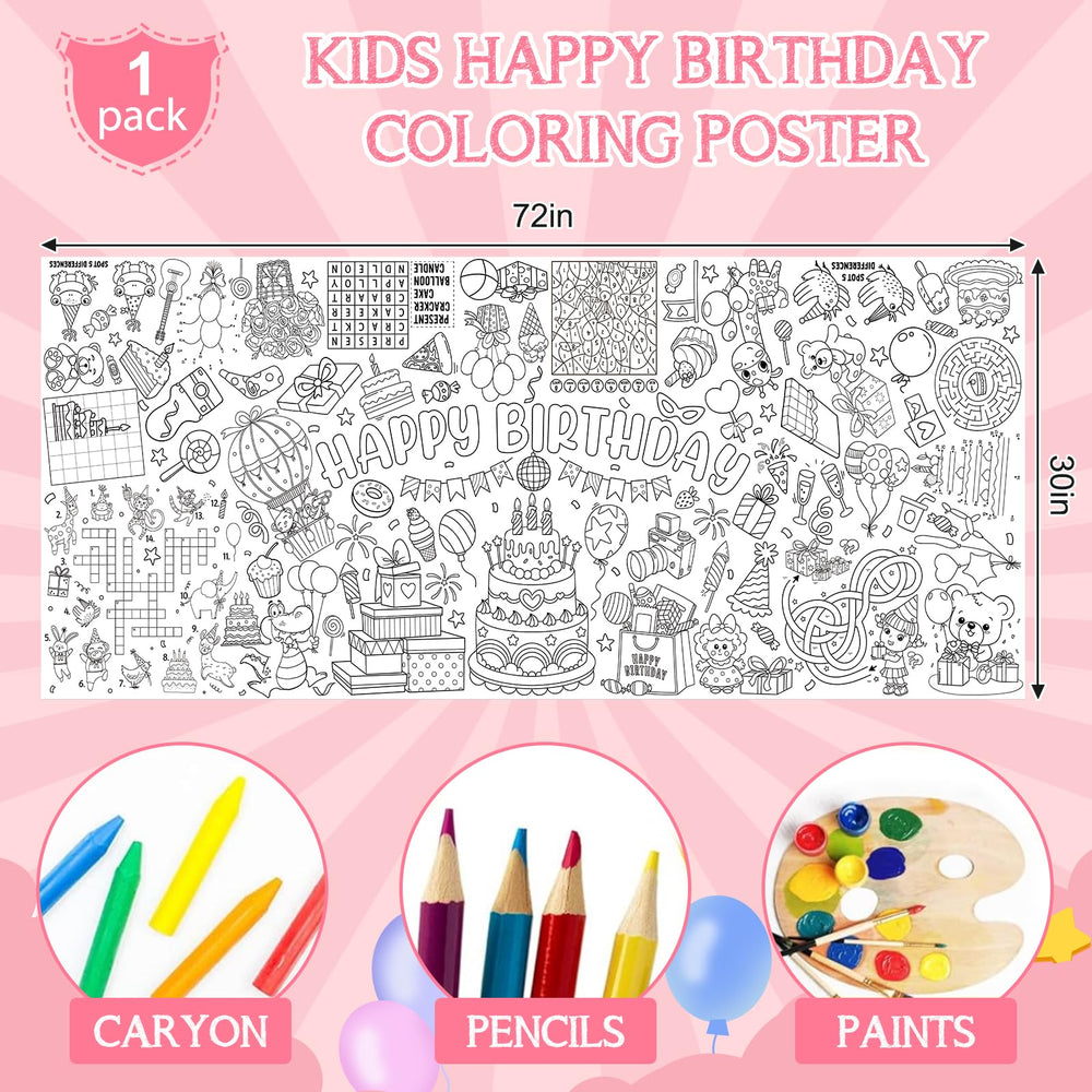 Zachely birthday poster gifts design for kids coloring and activities