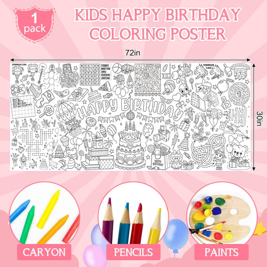 Zachely birthday poster gifts design for kids coloring and activities
