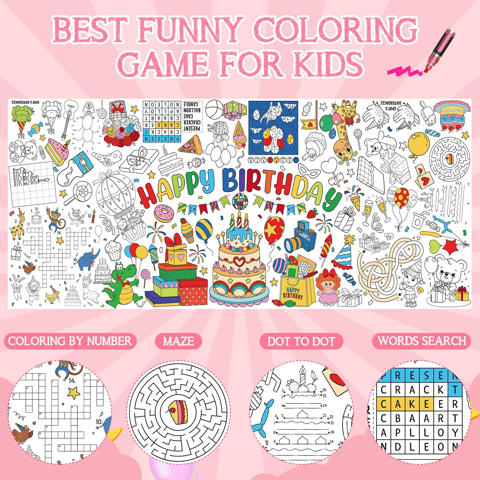 Zachely birthday poster ice cream motif for coloring and backdrop