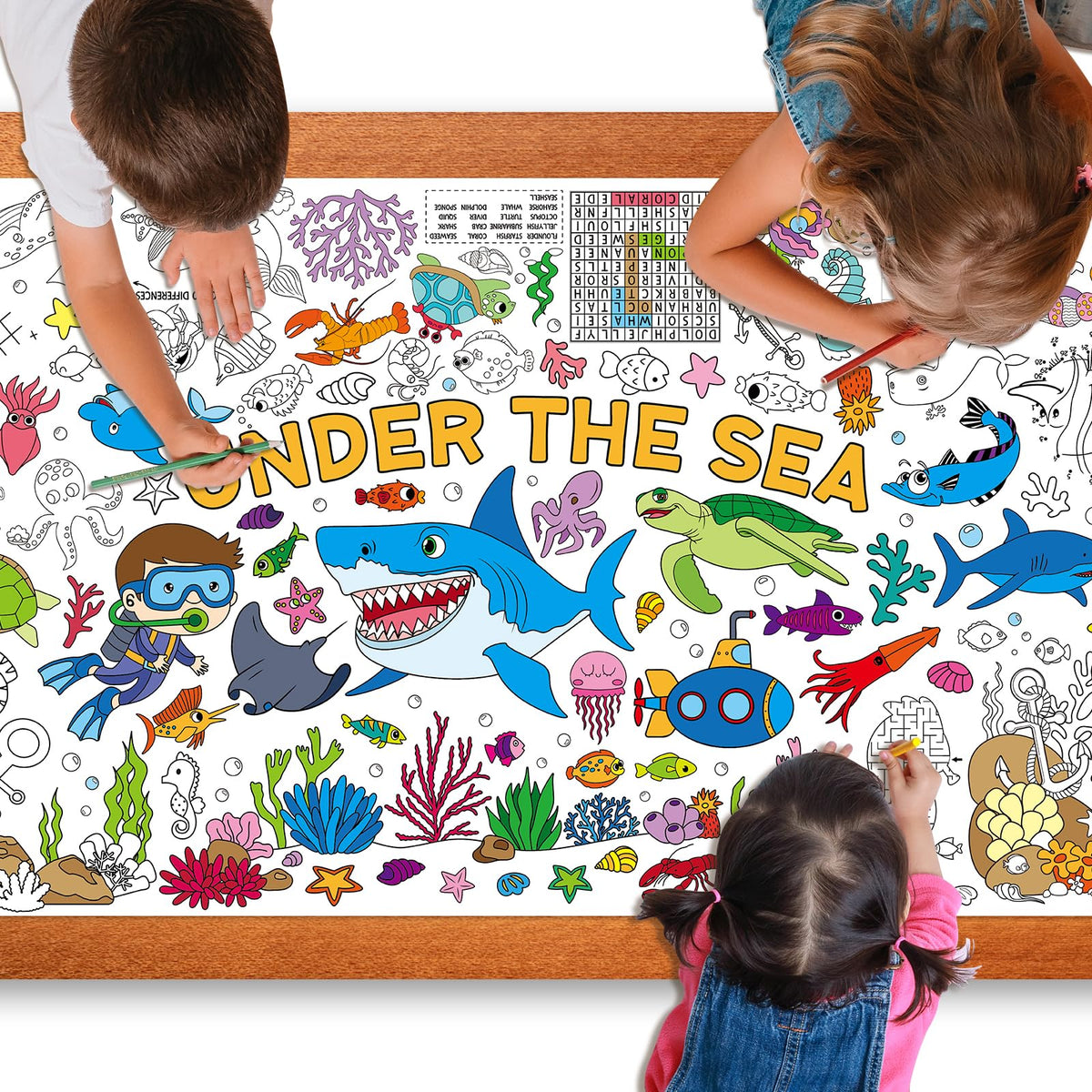 Zachely under the sea coloring poster 30x72 inches for classroom color-along.