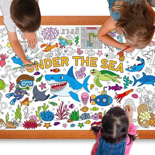 Zachely under the sea coloring poster 30x72 inches for classroom color-along.