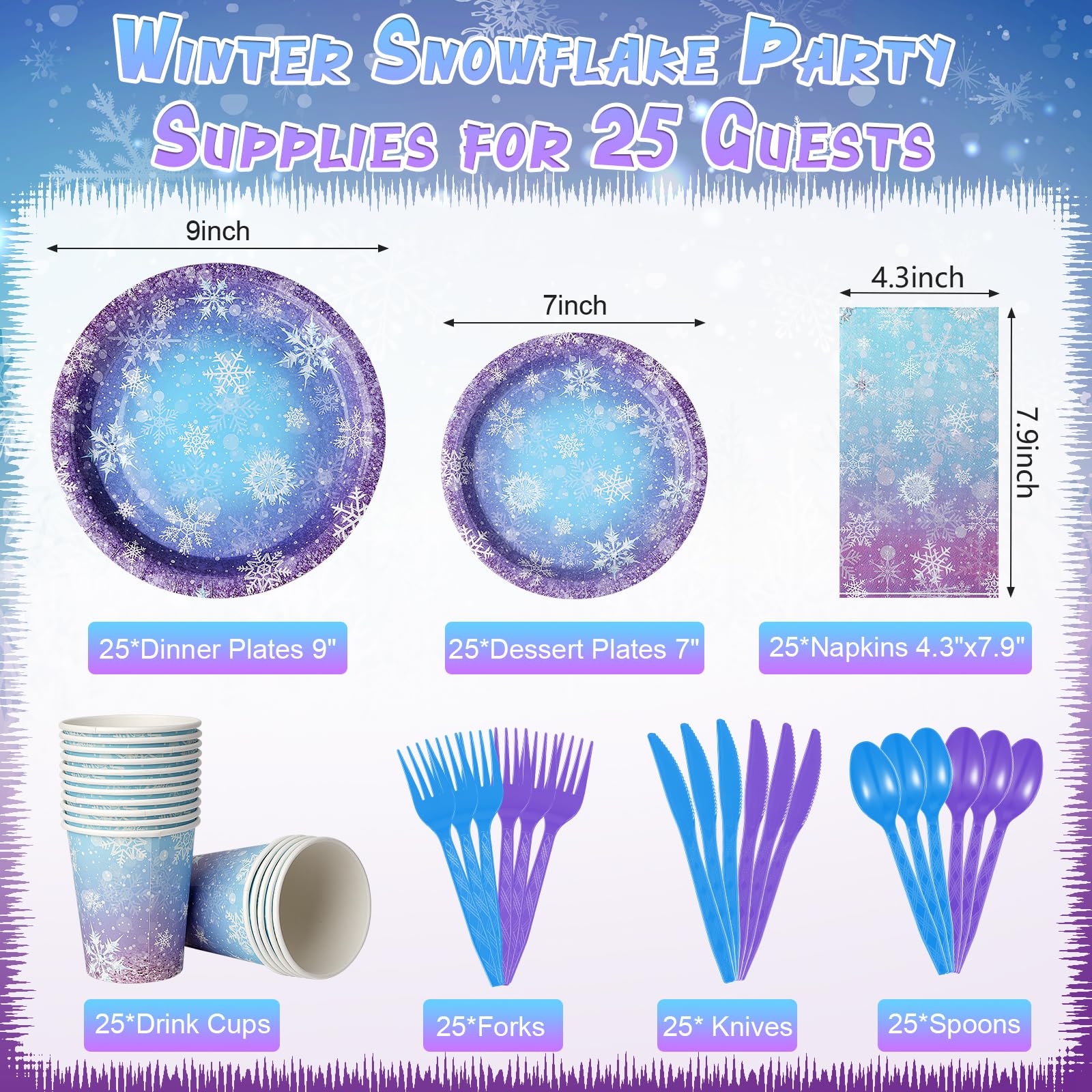 Zachely winter snowflake dinner plates 9in ideal for holiday meals