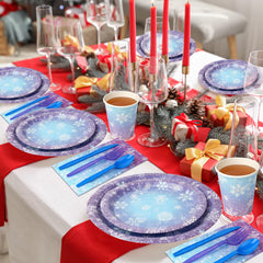 Zachely winter snowflake utensils 25-set convenient party cutlery