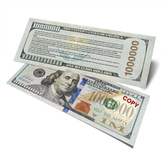 Zadin prop money bill back view with COPY watermark