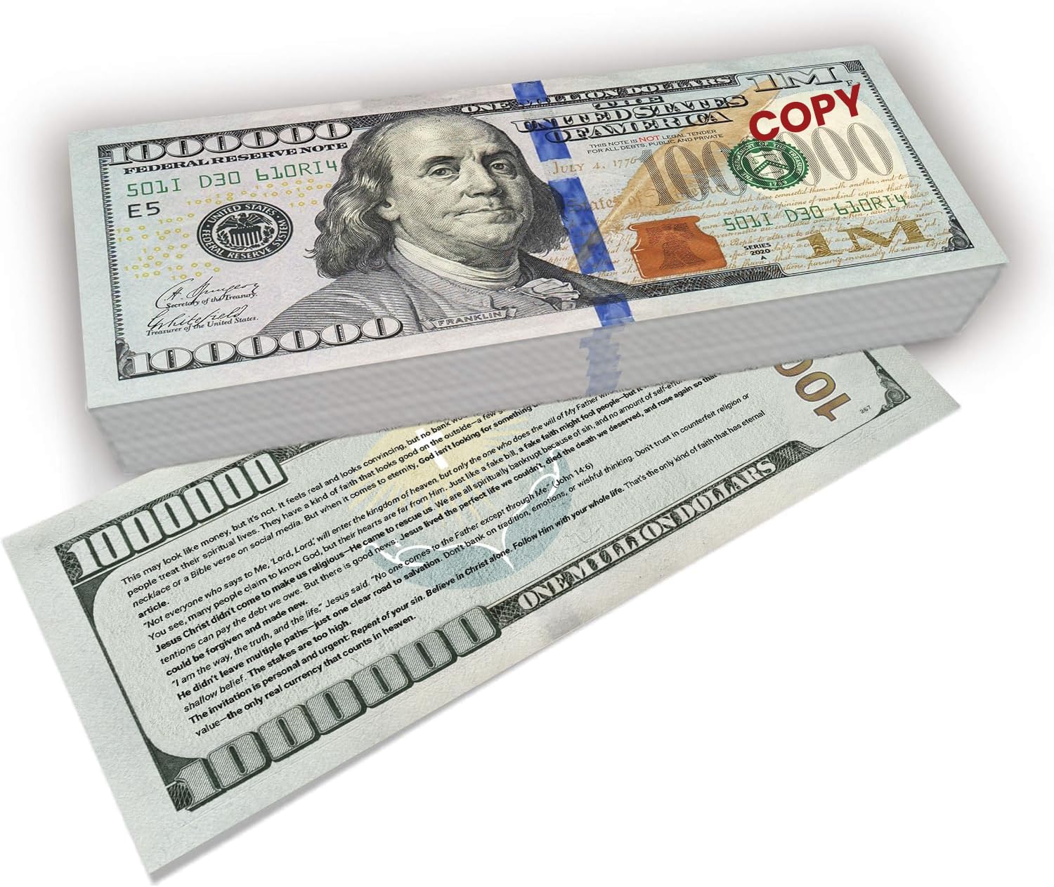 Zadin prop money bill front view COPY for film and evangelism use