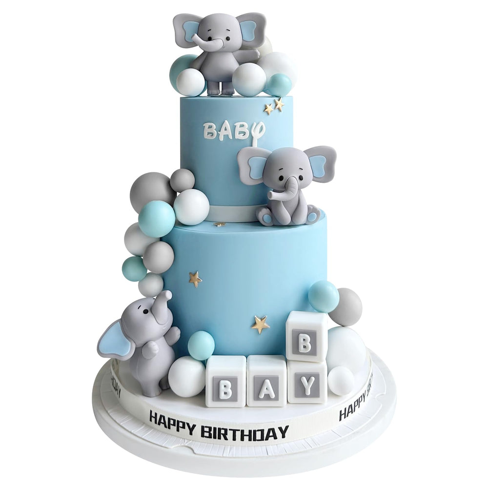 Zafena elephant cake topper with blue ears for a playful birthday centerpiece