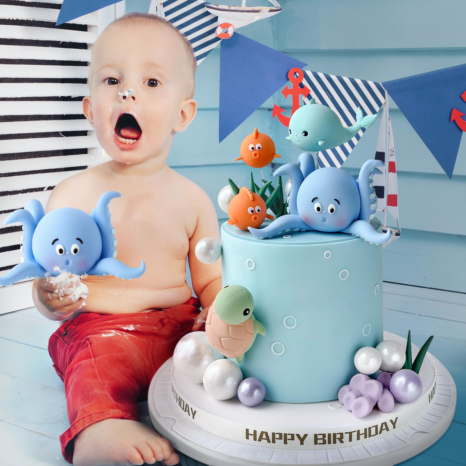Zafena under-the-sea coral cake decoration adds colorful reef accents