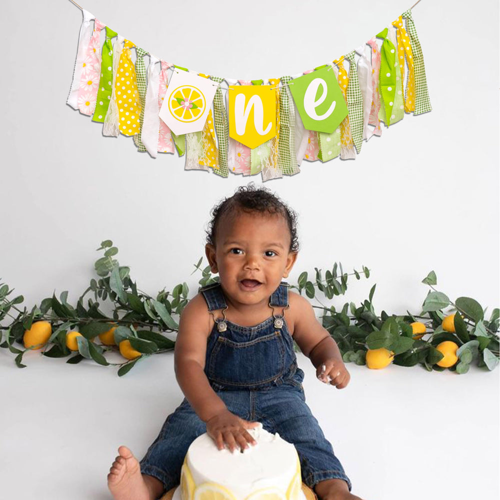 ZAIBIANHAO high-chair decor lemon banner for festive photos
