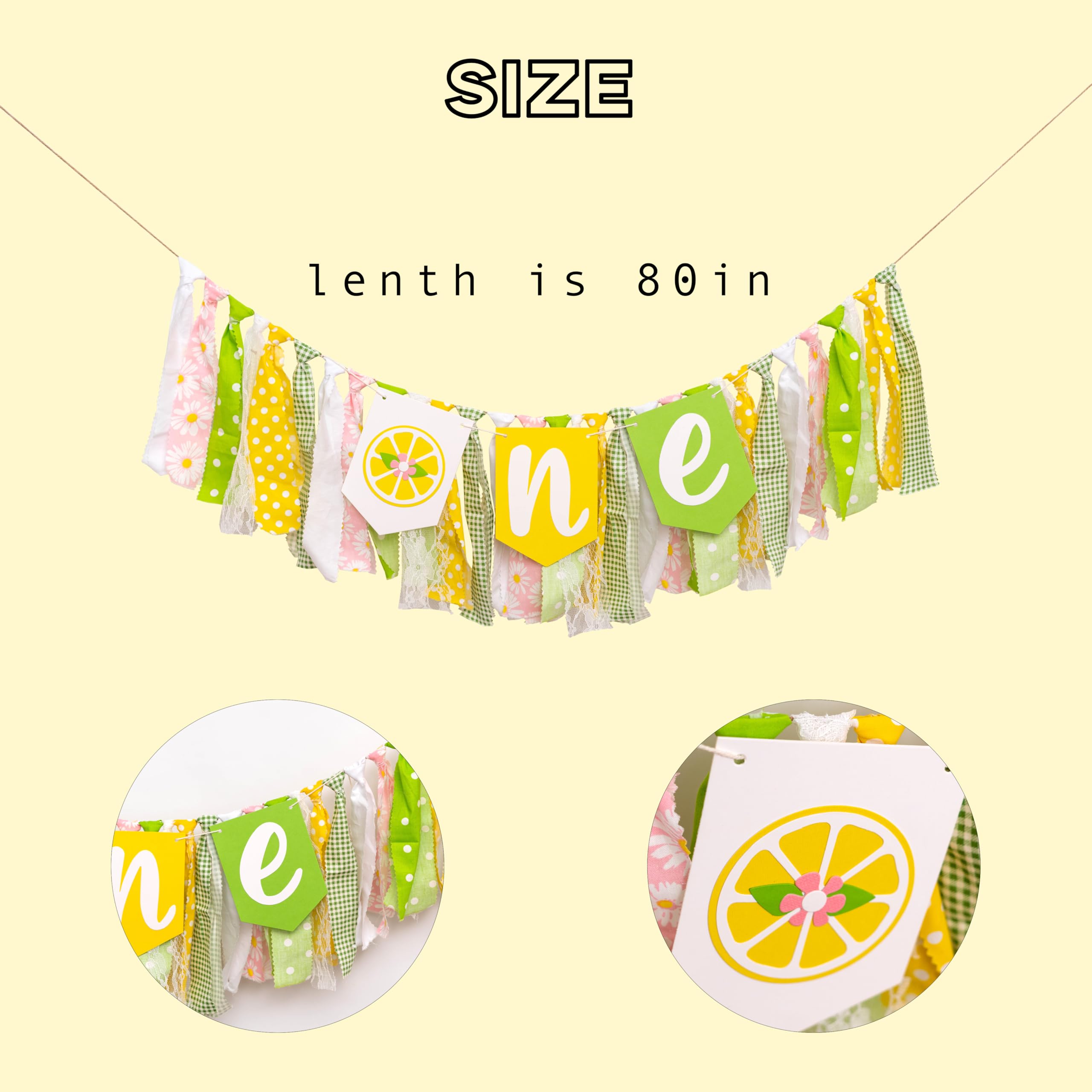 ZAIBIANHAO lemon first birthday banner back lace panel adds delicate texture