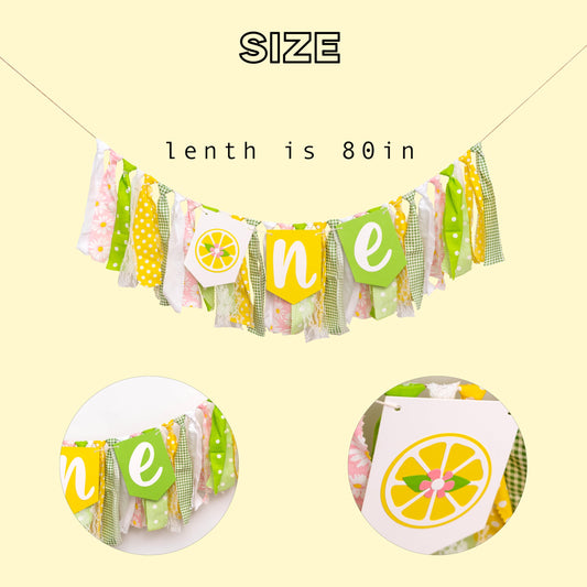 ZAIBIANHAO lemon first birthday banner back lace panel adds delicate texture