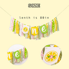 ZAIBIANHAO lemon first birthday banner back lace panel adds delicate texture