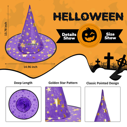 Zando Witch Hat side view highlights lightweight polyester design for comfy wear